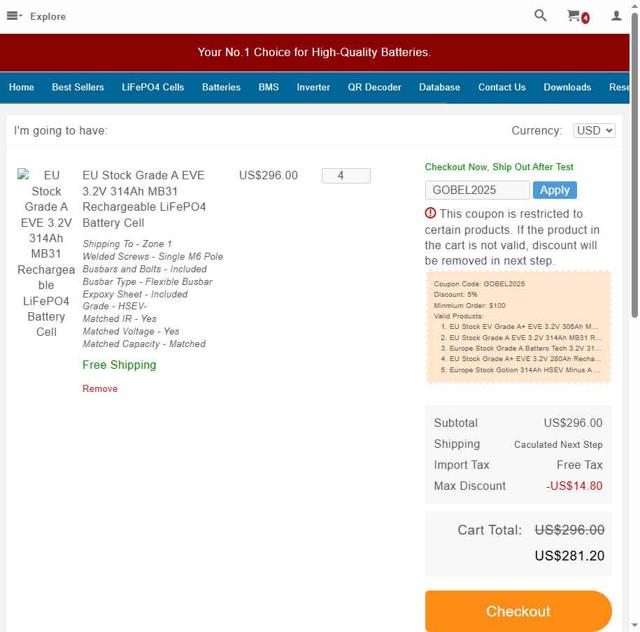Gobel Power checkout page showing Gobel Power coupon code box | Screenshot taken by SimplyCodes community member on Jul 23, 2025