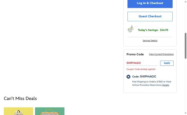 Go.com checkout page showing Go.com discount code box | Screenshot taken by SimplyCodes community member on Jul 17, 2025