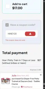 HINEY20 coupon verification screenshot