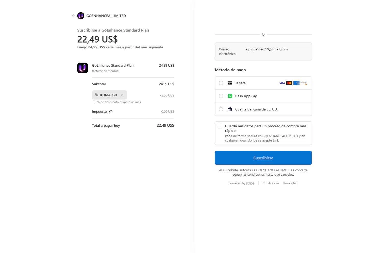 GoEnhance AI checkout page showing GoEnhance AI promo code box | Screenshot taken by SimplyCodes community member on Dec 28, 2025