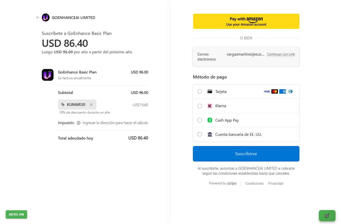 GoEnhance AI checkout page showing GoEnhance AI promo code box | Screenshot taken by SimplyCodes community member on Nov 29, 2025