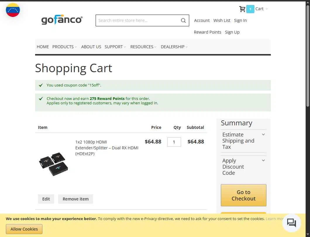 Gofanco checkout page showing Gofanco coupon code box | Screenshot taken by SimplyCodes community member on Sep 11, 2025