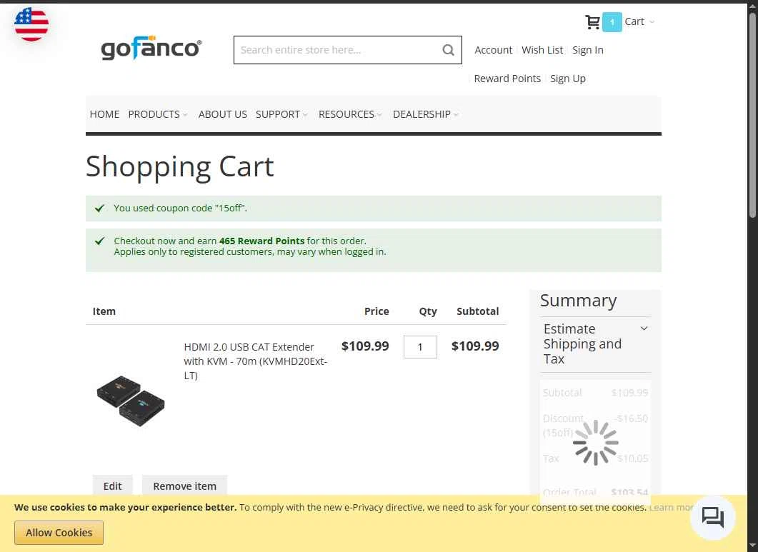 Gofanco checkout page showing Gofanco coupon code box | Screenshot taken by SimplyCodes community member on Sep 22, 2025