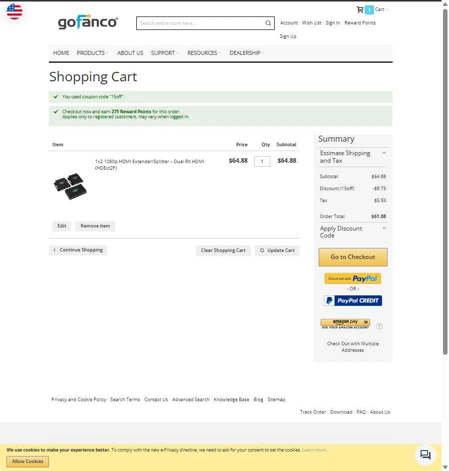 Gofanco checkout page showing Gofanco coupon code box | Screenshot taken by SimplyCodes community member on Oct 12, 2025