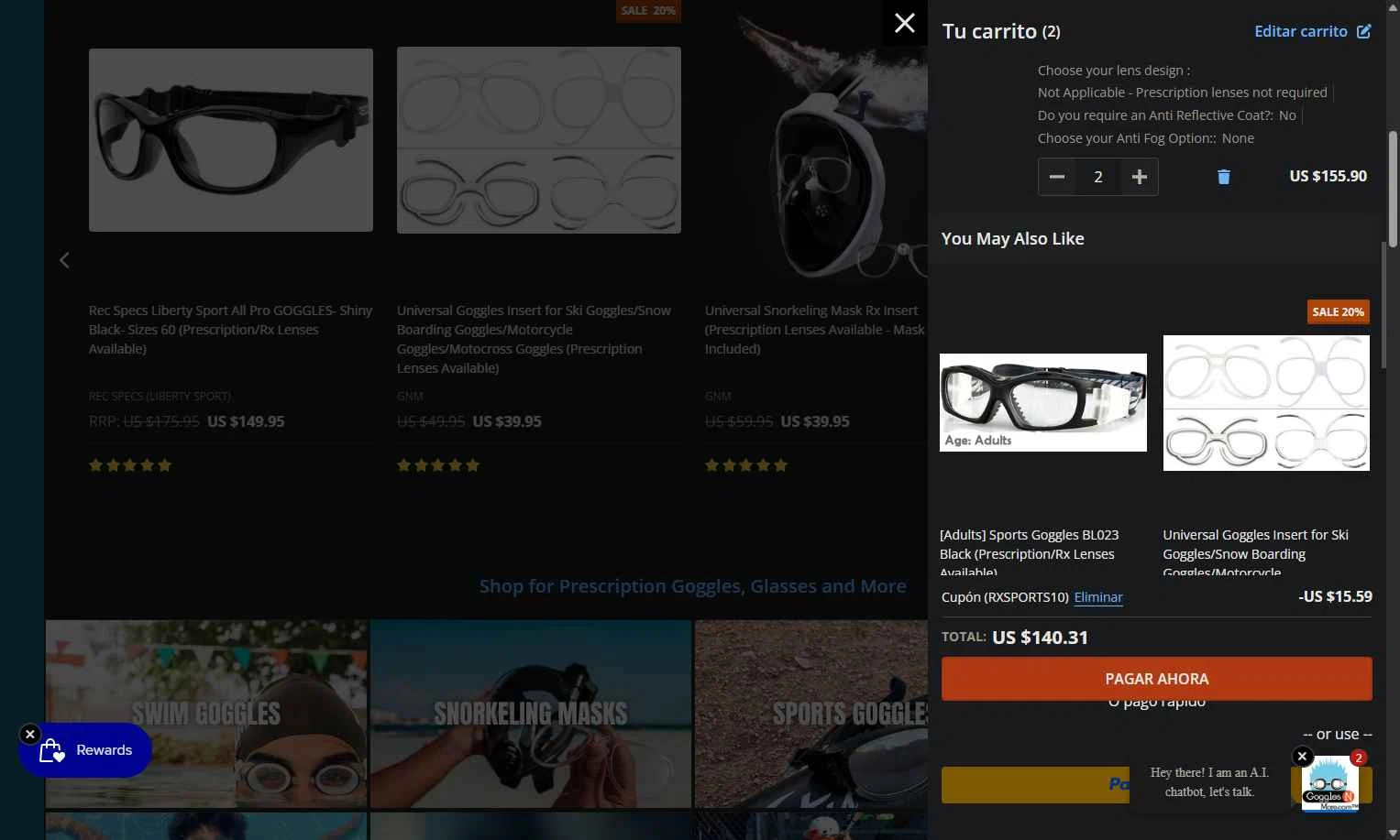 Goggles N More checkout page showing Goggles N More promo code box | Screenshot taken by SimplyCodes community member on Oct 20, 2025