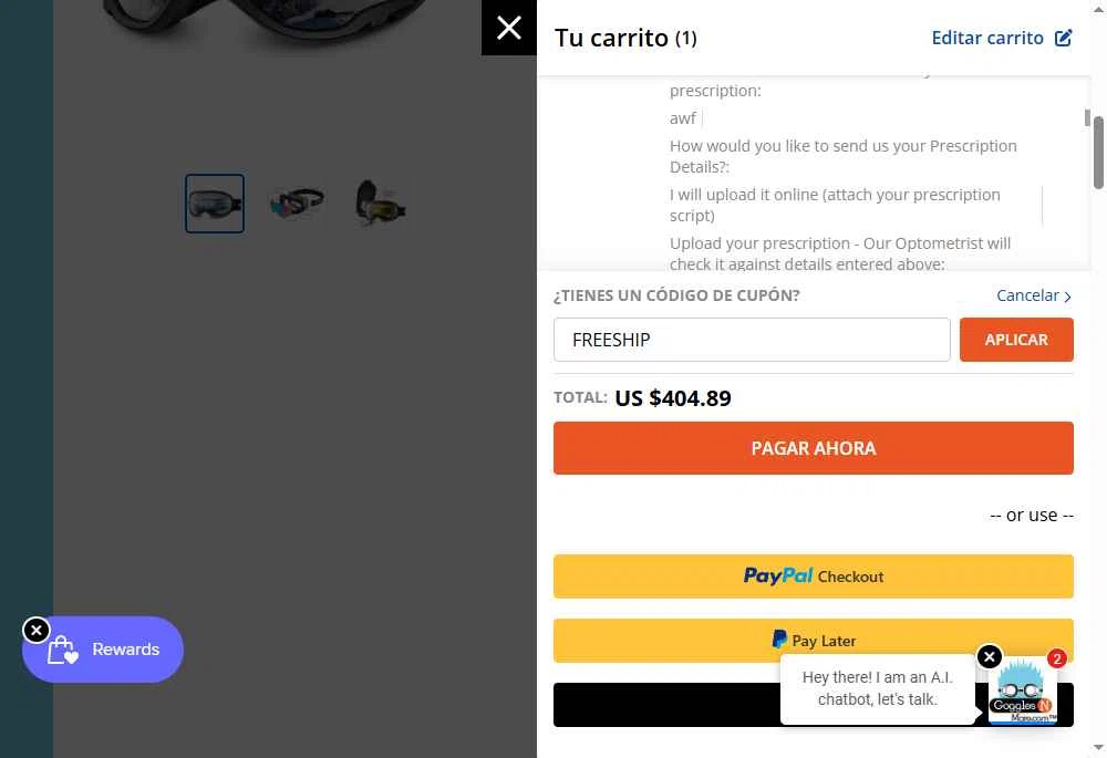 Goggles N More checkout page showing Goggles N More promo code box | Screenshot taken by SimplyCodes community member on Sep 19, 2025
