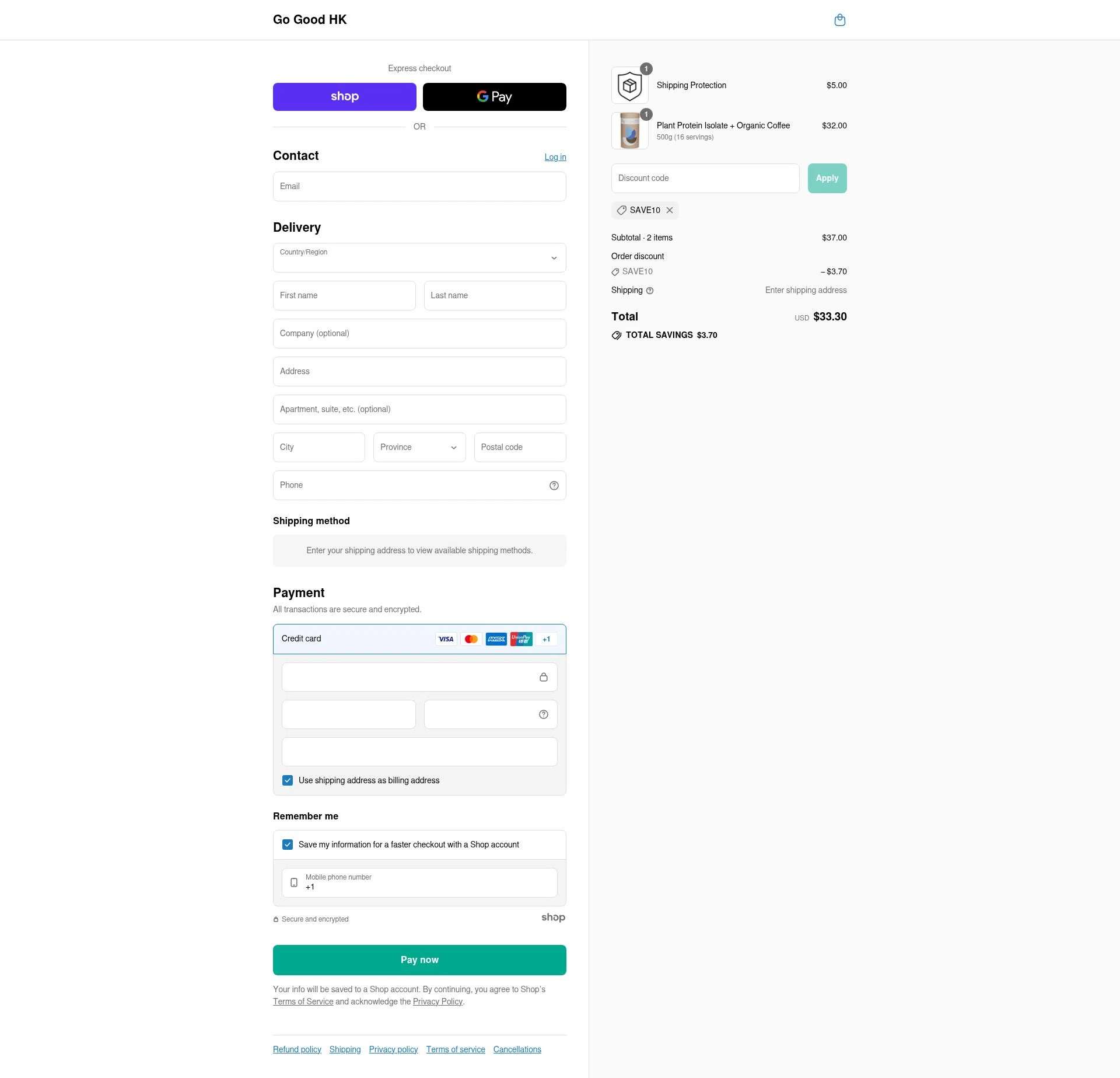 Go Good checkout page showing Go Good discount code box | Screenshot taken by SimplyCodes community member on Sep 4, 2025