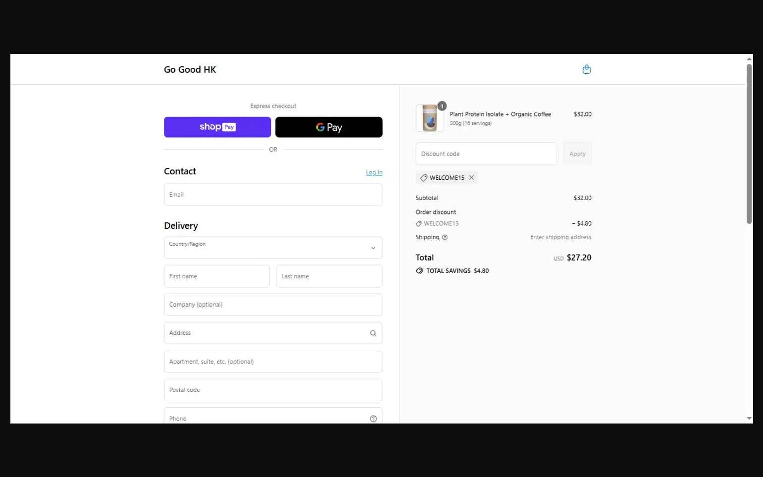 Go Good checkout page showing Go Good discount code box | Screenshot taken by SimplyCodes community member on Jan 13, 2026