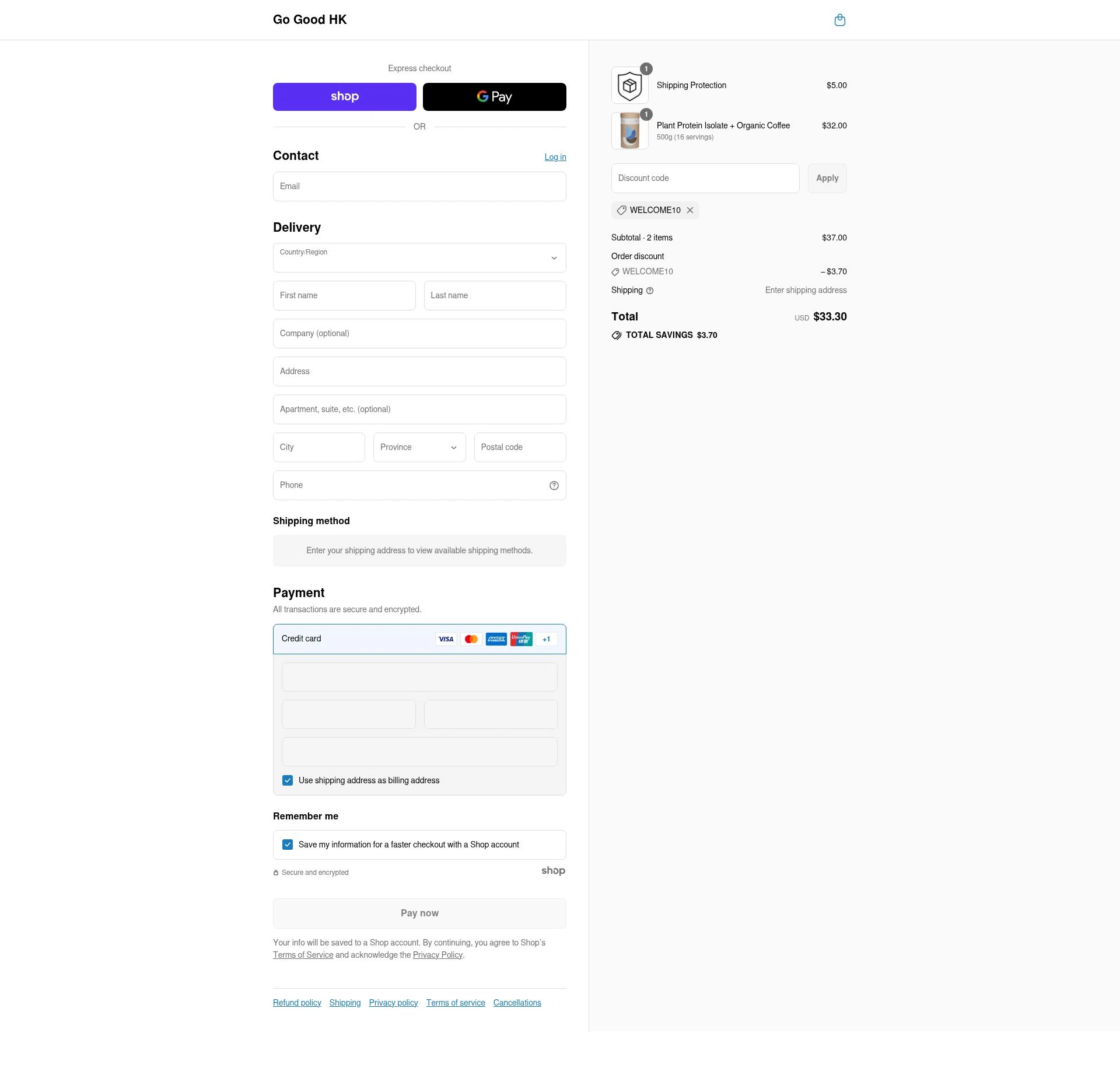 Go Good checkout page showing Go Good discount code box | Screenshot taken by SimplyCodes community member on Sep 4, 2025