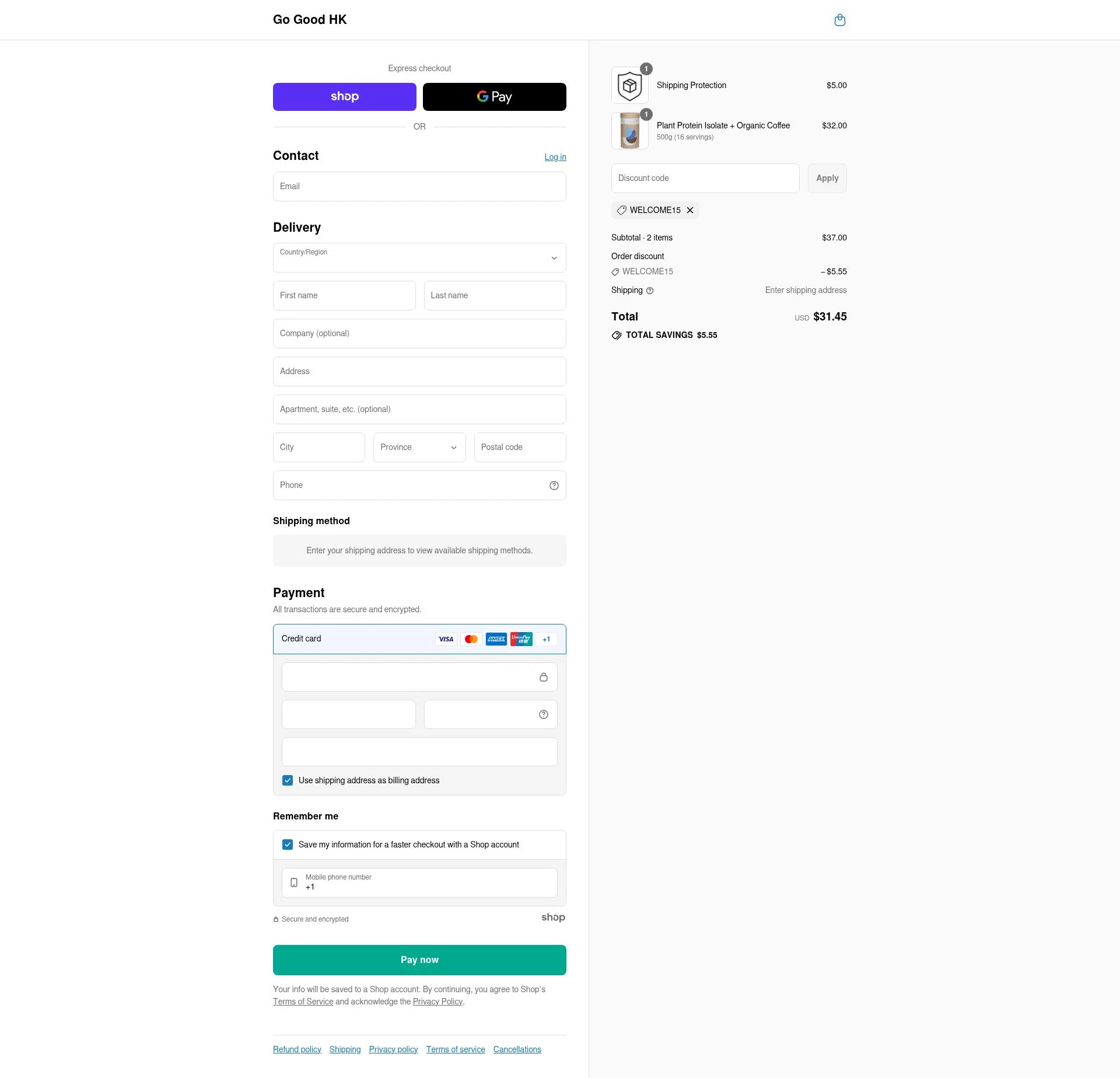 Go Good checkout page showing Go Good discount code box | Screenshot taken by SimplyCodes community member on Sep 4, 2025