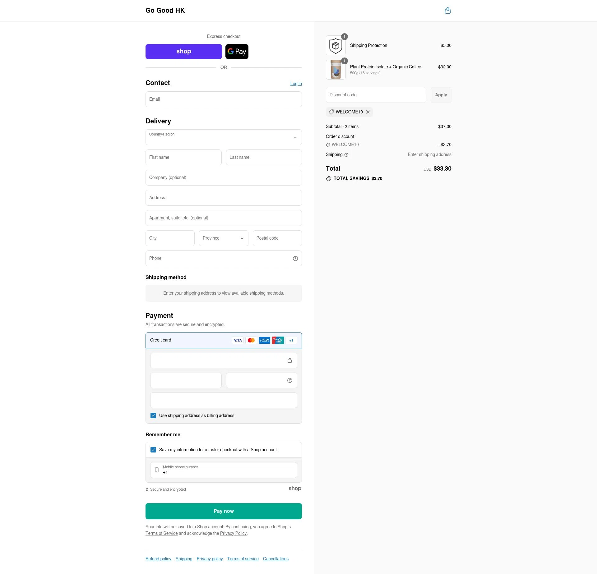 Go Good checkout page showing Go Good discount code box | Screenshot taken by SimplyCodes community member on Aug 30, 2025