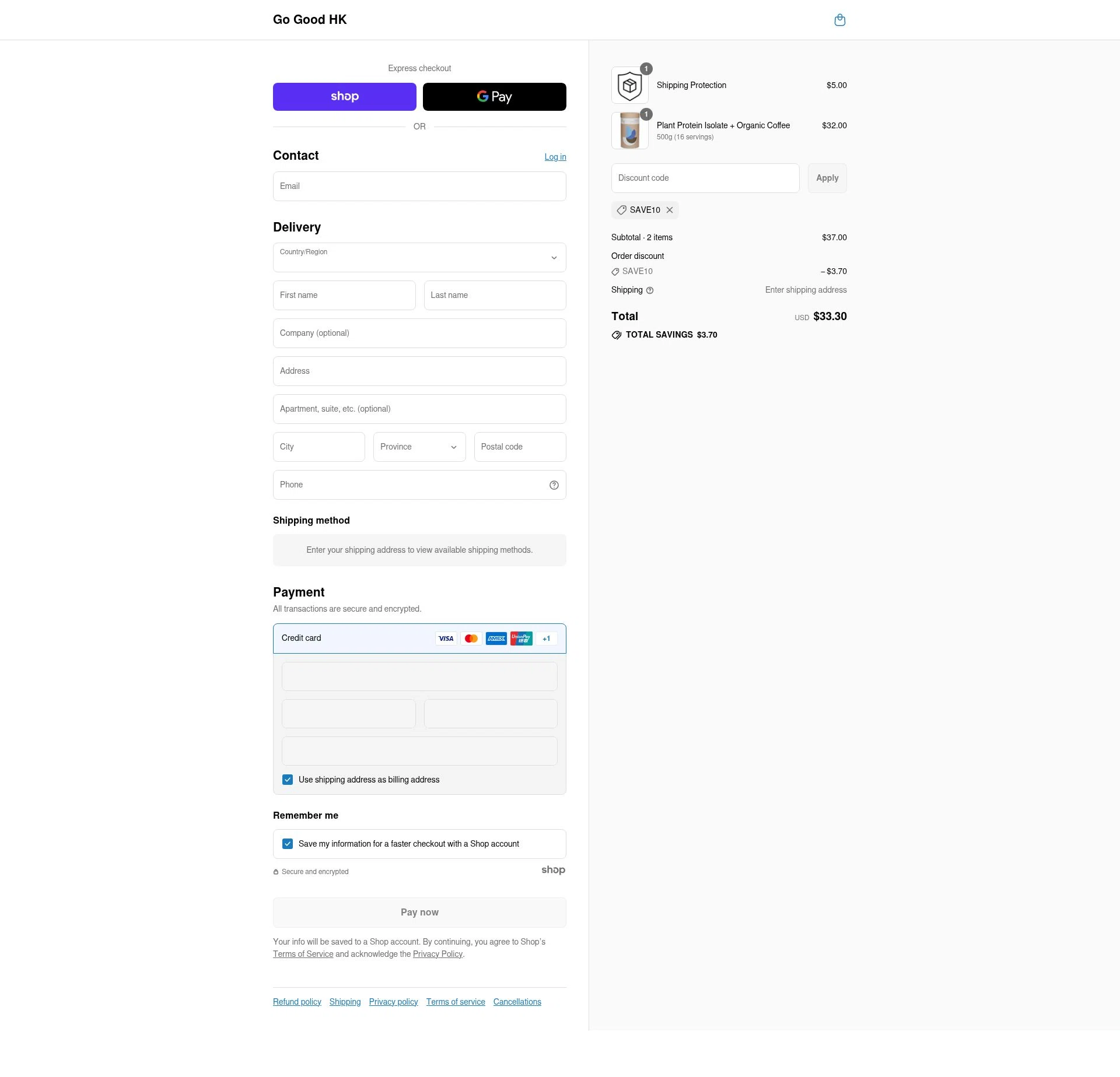 Go Good checkout page showing Go Good discount code box | Screenshot taken by SimplyCodes community member on Aug 30, 2025