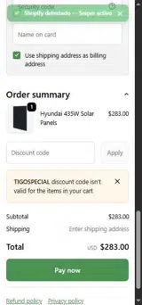 TIGOSPECIAL coupon verification screenshot