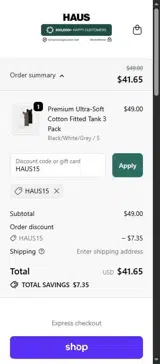 GoHaus coupon verification screenshot