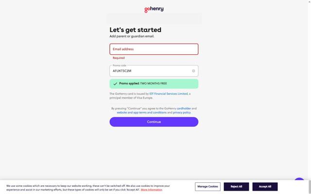 Gohenry checkout page showing Gohenry promo code box | Screenshot taken by SimplyCodes community member on Jun 19, 2025