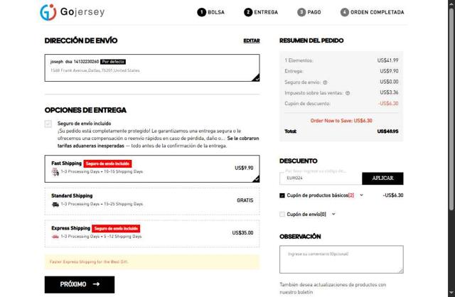 Gojersey checkout page showing Gojersey coupon code box | Screenshot taken by SimplyCodes community member on Jul 18, 2025