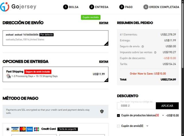 Gojersey checkout page showing Gojersey coupon code box | Screenshot taken by SimplyCodes community member on Aug 6, 2025