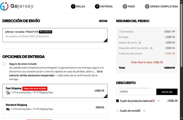 Gojersey checkout page showing Gojersey coupon code box | Screenshot taken by SimplyCodes community member on Aug 6, 2025