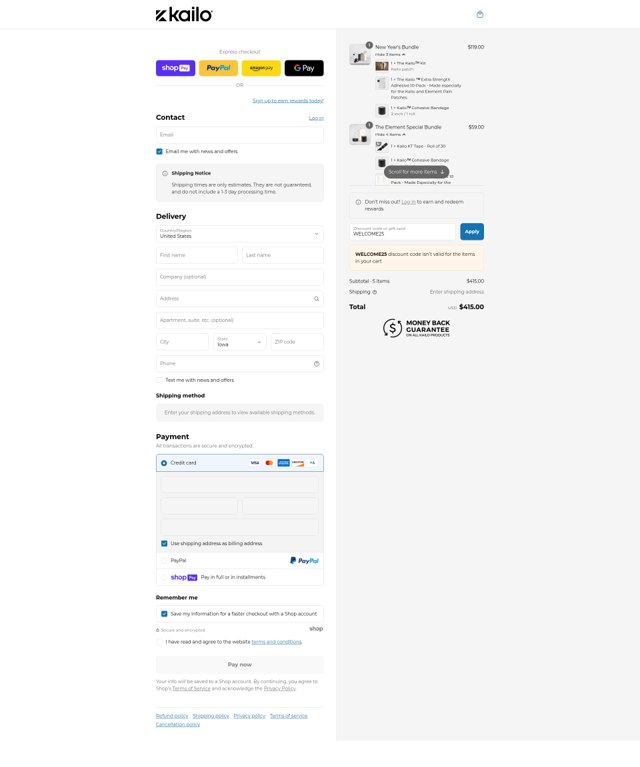Kailo Labs checkout page showing Kailo Labs promo code box | Screenshot taken by SimplyCodes community member on Jul 24, 2025