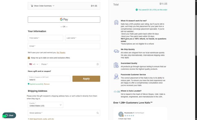 Kailo Labs checkout page showing Kailo Labs promo code box | Screenshot taken by SimplyCodes community member on Aug 29, 2025