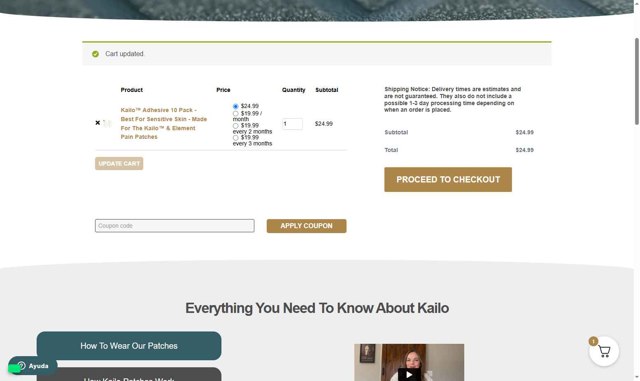 Kailo Labs checkout page showing Kailo Labs promo code box | Screenshot taken by SimplyCodes community member on Aug 21, 2025