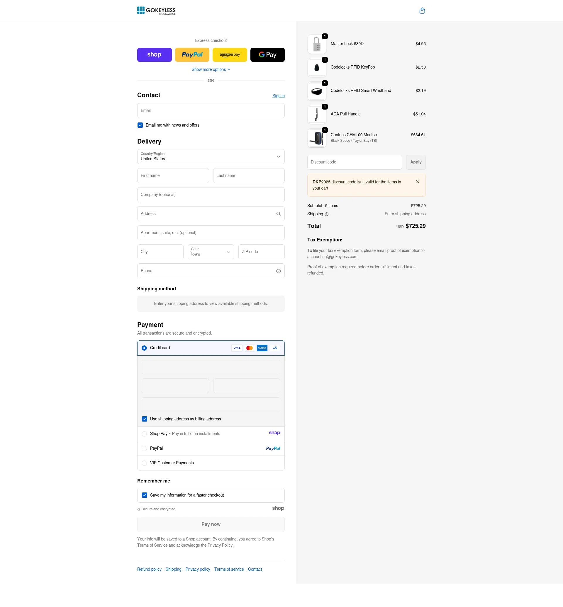 GoKeyless checkout page showing GoKeyless promo code box | Screenshot taken by SimplyCodes community member on Dec 20, 2025