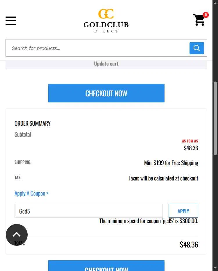 GoldClub Direct checkout page showing GoldClub Direct promo code box | Screenshot taken by SimplyCodes community member on Sep 6, 2025