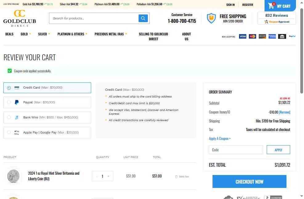 GoldClub Direct checkout page showing GoldClub Direct promo code box | Screenshot taken by SimplyCodes community member on Sep 23, 2025