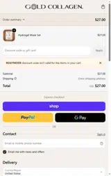 Gold Collagen coupon verification screenshot