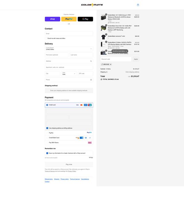 GOLDENMATE checkout page showing GOLDENMATE coupon code box | Screenshot taken by SimplyCodes community member on Sep 12, 2025
