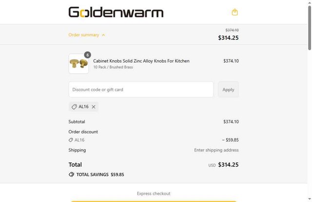 Goldenwarm checkout page showing Goldenwarm discount code box | Screenshot taken by SimplyCodes community member on Sep 3, 2025