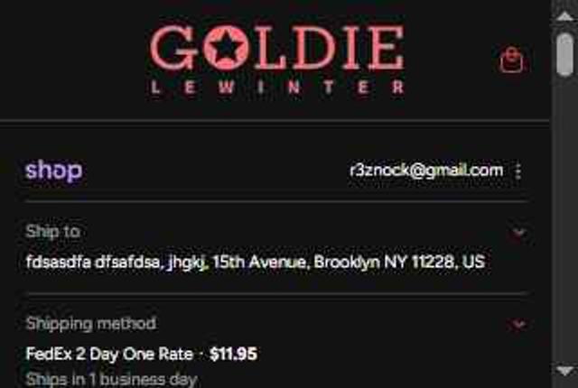 Goldie Tees checkout page showing Goldie Tees promo code box | Screenshot taken by SimplyCodes community member on Sep 8, 2025