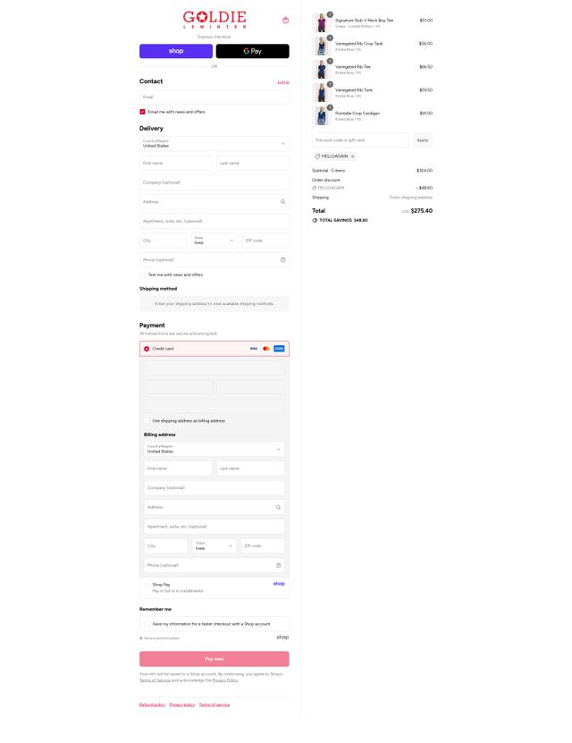 Goldie Tees checkout page showing Goldie Tees promo code box | Screenshot taken by SimplyCodes community member on Sep 3, 2025
