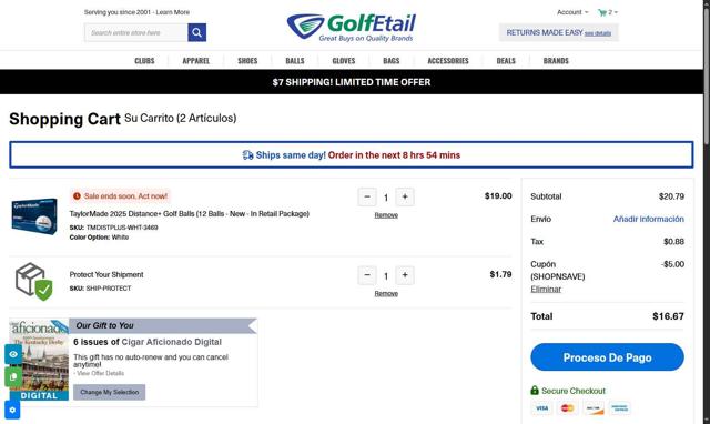 GolfEtail.com checkout page showing GolfEtail.com promo code box | Screenshot taken by SimplyCodes community member on Aug 15, 2025
