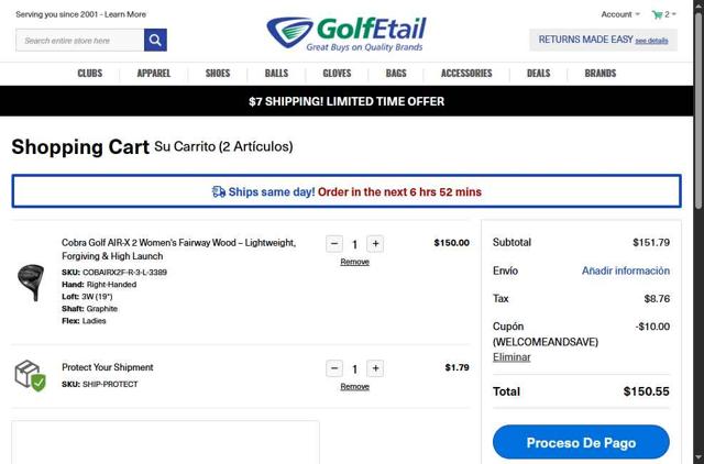 GolfEtail.com checkout page showing GolfEtail.com promo code box | Screenshot taken by SimplyCodes community member on Jul 25, 2025
