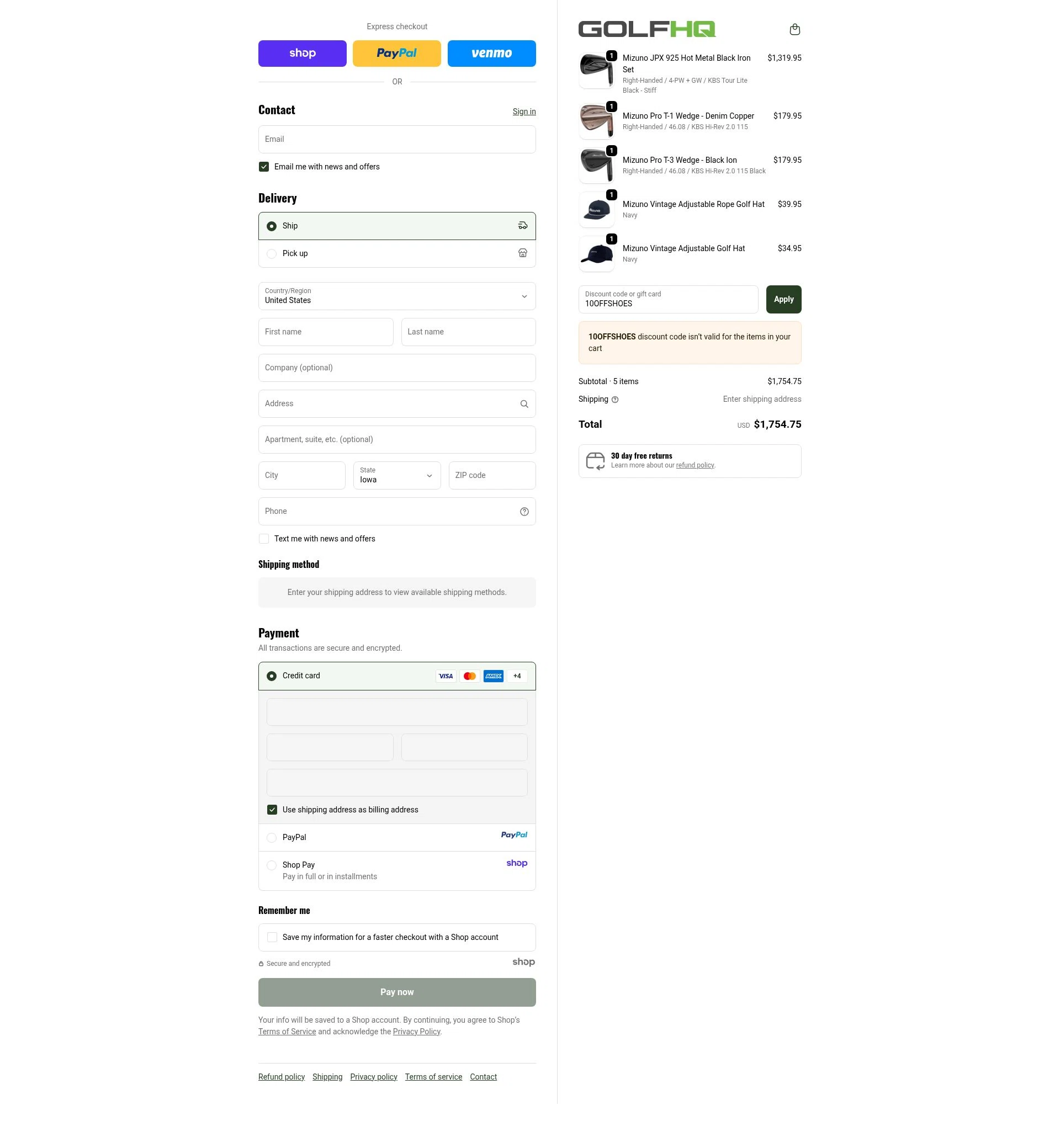 GolfHQ checkout page showing GolfHQ promo code box | Screenshot taken by SimplyCodes community member on Sep 19, 2025