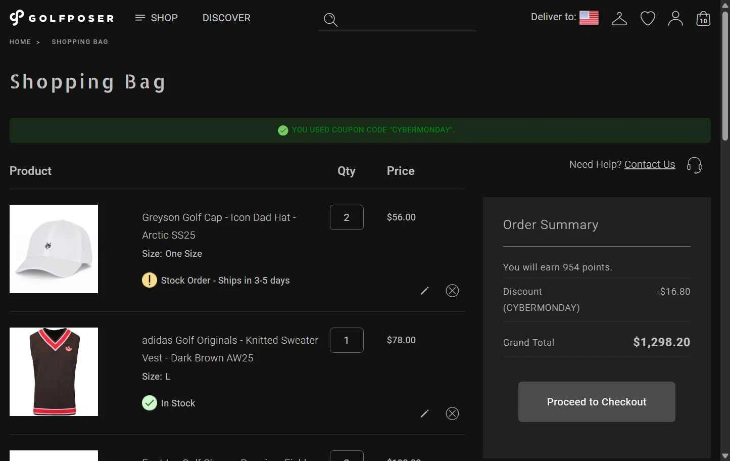GolfPoser checkout page showing GolfPoser promo code box | Screenshot taken by SimplyCodes community member on Dec 1, 2025