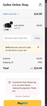 Gollee coupon verification screenshot