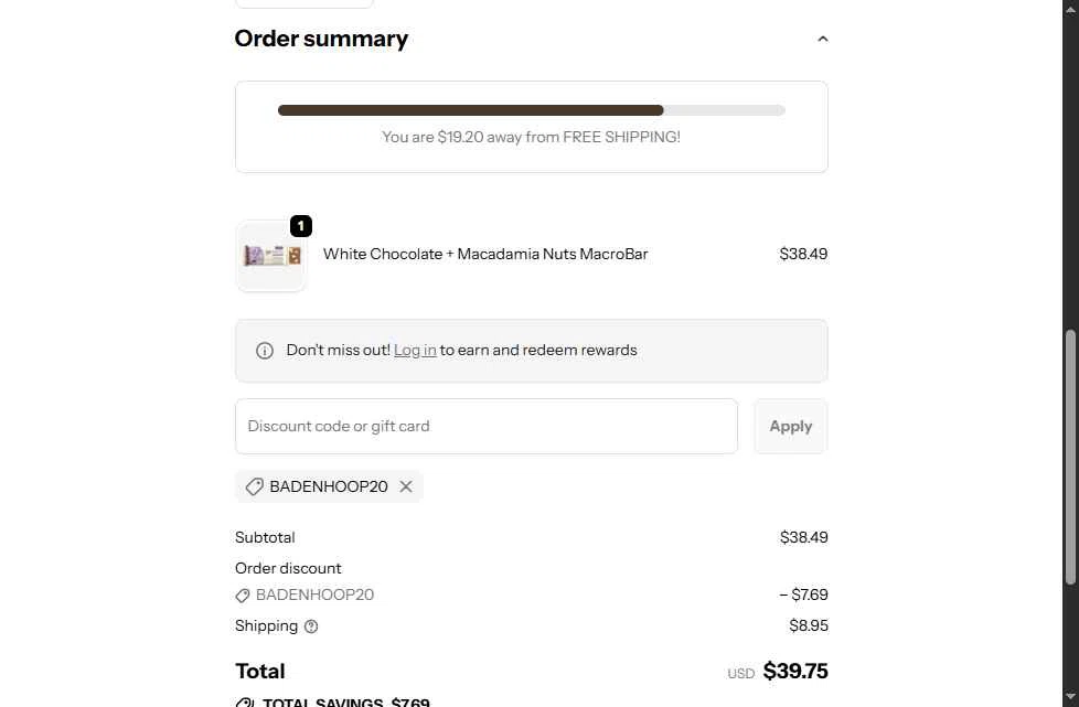 GoMacro checkout page showing GoMacro promo code box | Screenshot taken by SimplyCodes community member on Feb 2, 2026