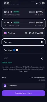 GoMining coupon verification screenshot
