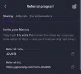 GoMining coupon verification screenshot