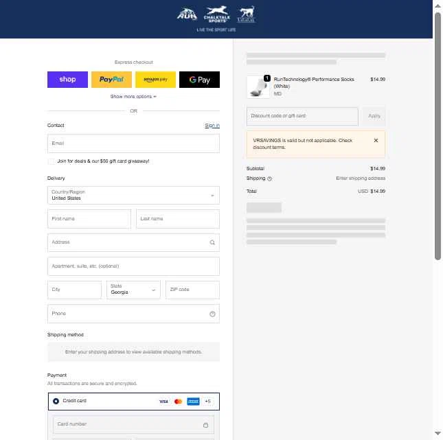 Gone For A Run checkout page showing Gone For A Run coupon code box | Screenshot taken by SimplyCodes community member on Jan 29, 2026