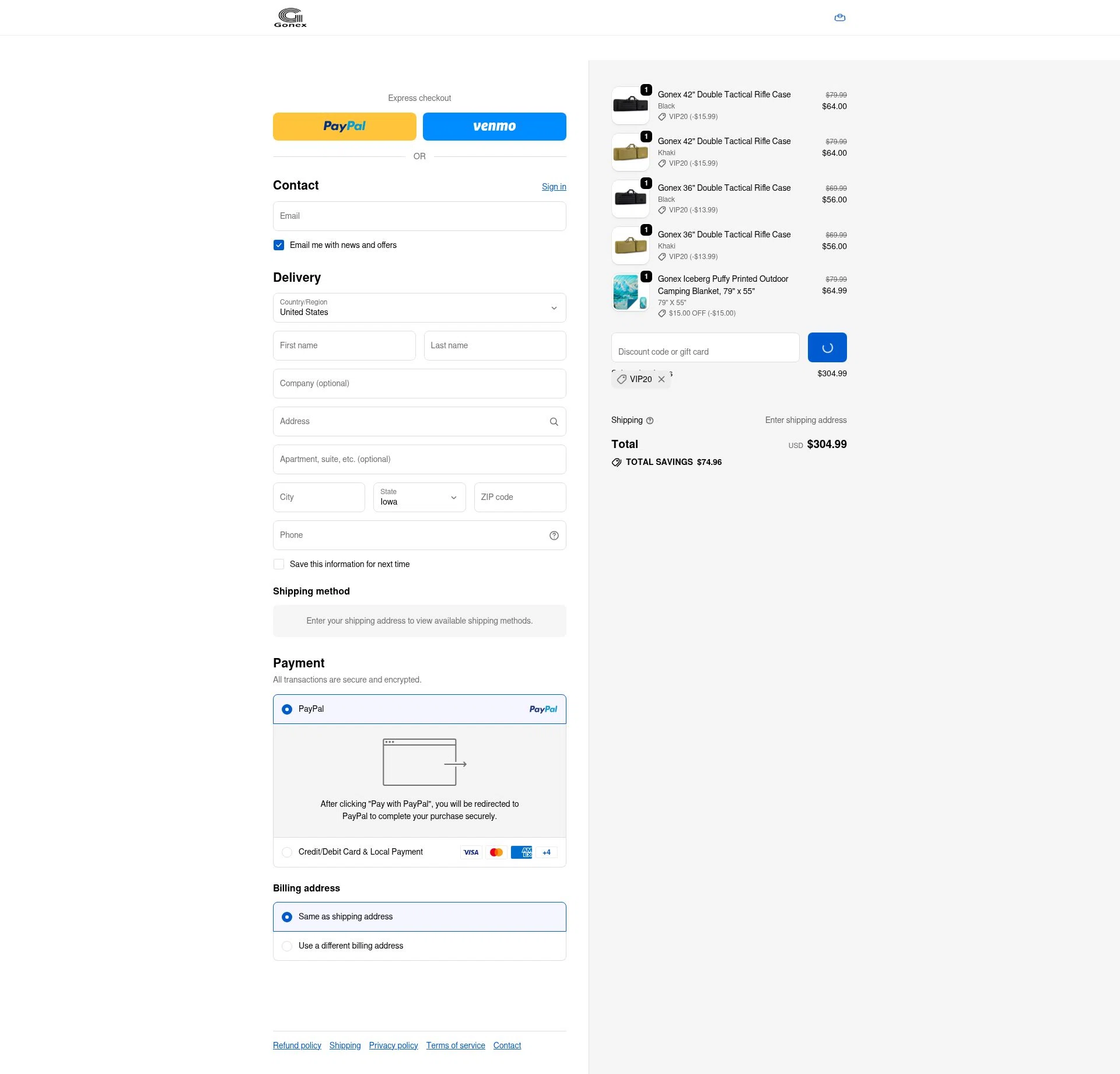 Gonex checkout page showing Gonex promo code box | Screenshot taken by SimplyCodes community member on Dec 25, 2025