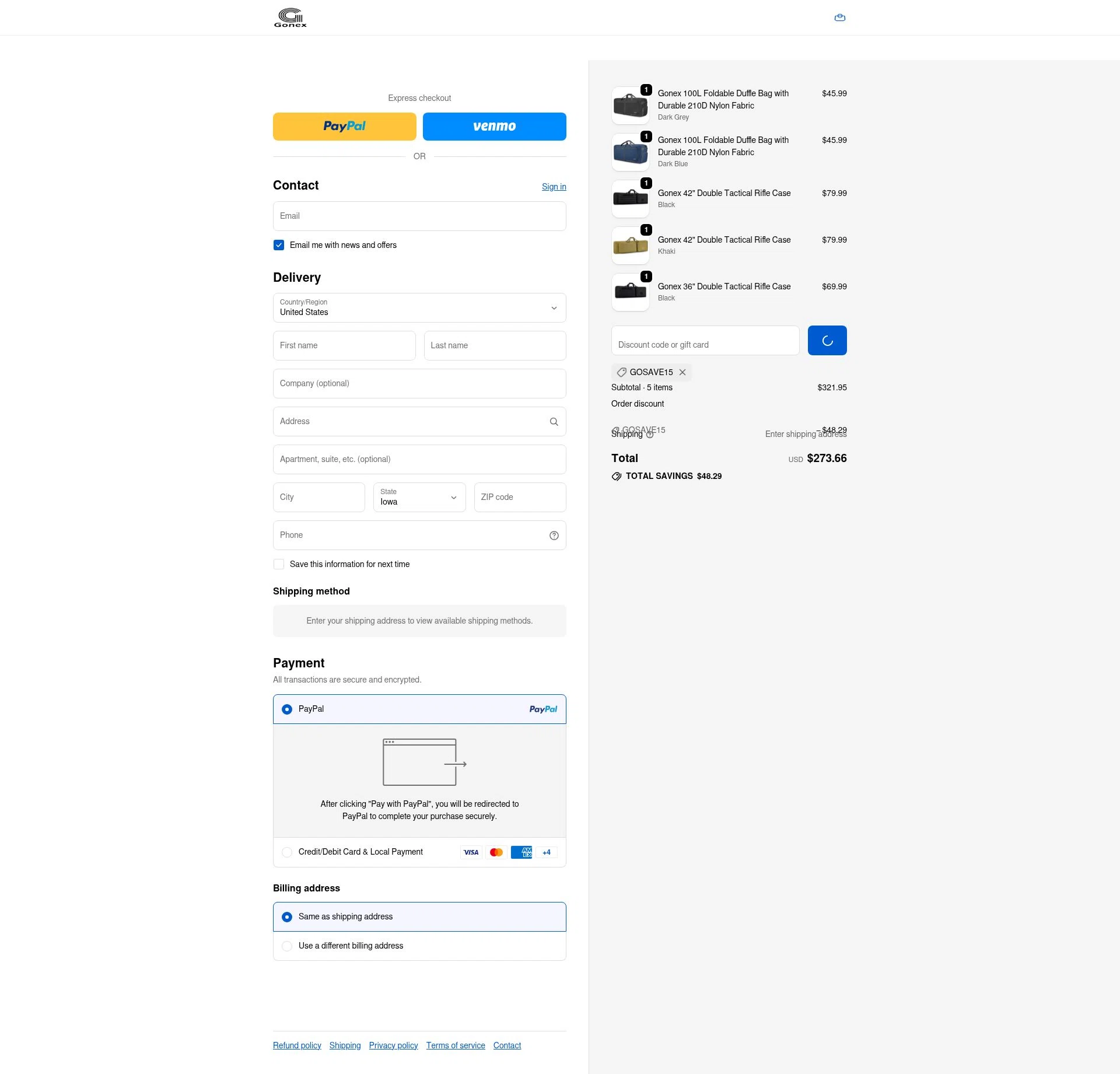 Gonex checkout page showing Gonex promo code box | Screenshot taken by SimplyCodes community member on Jan 4, 2026