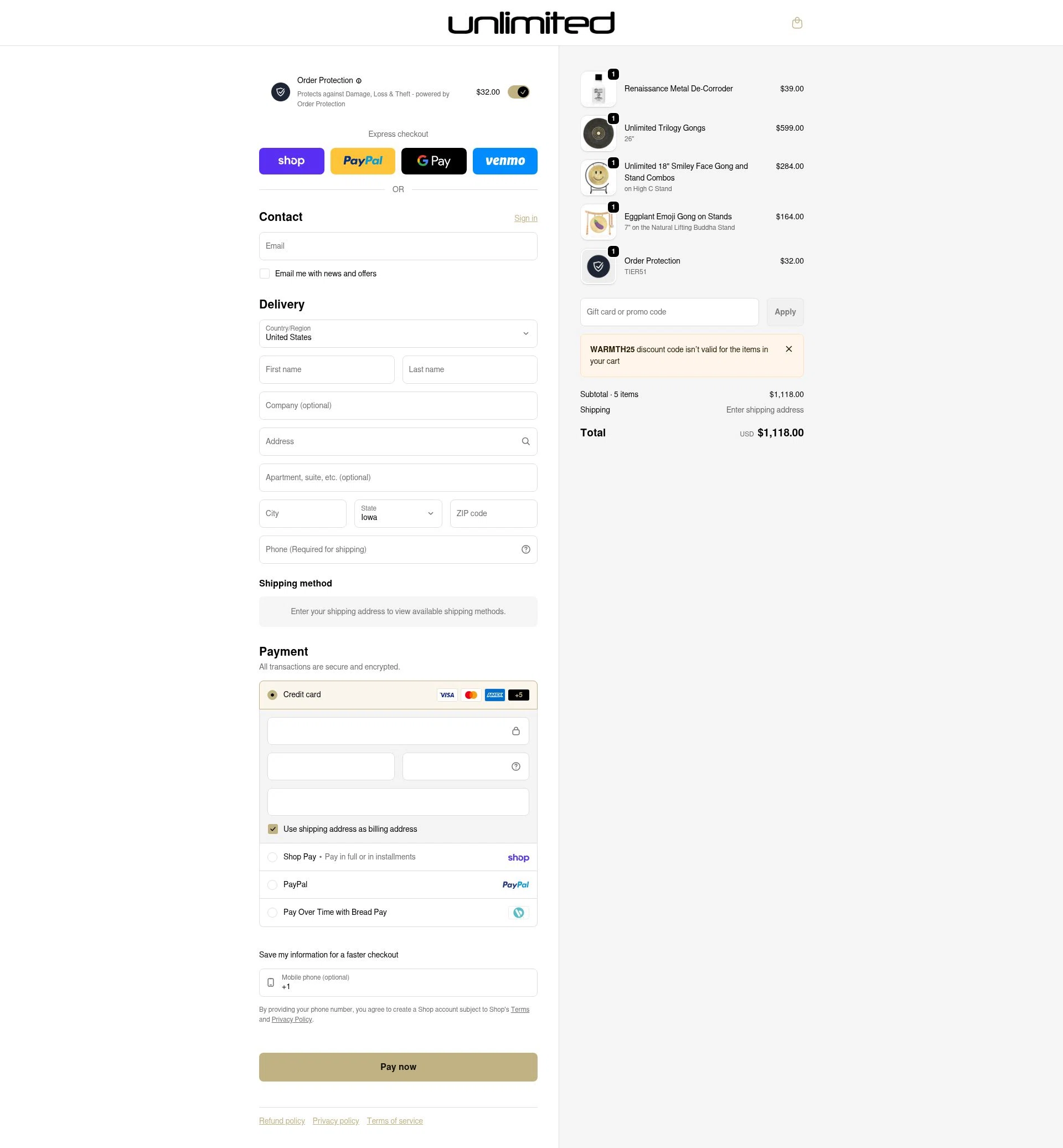 Gongs Unlimited checkout page showing Gongs Unlimited promo code box | Screenshot taken by SimplyCodes community member on Jan 31, 2026