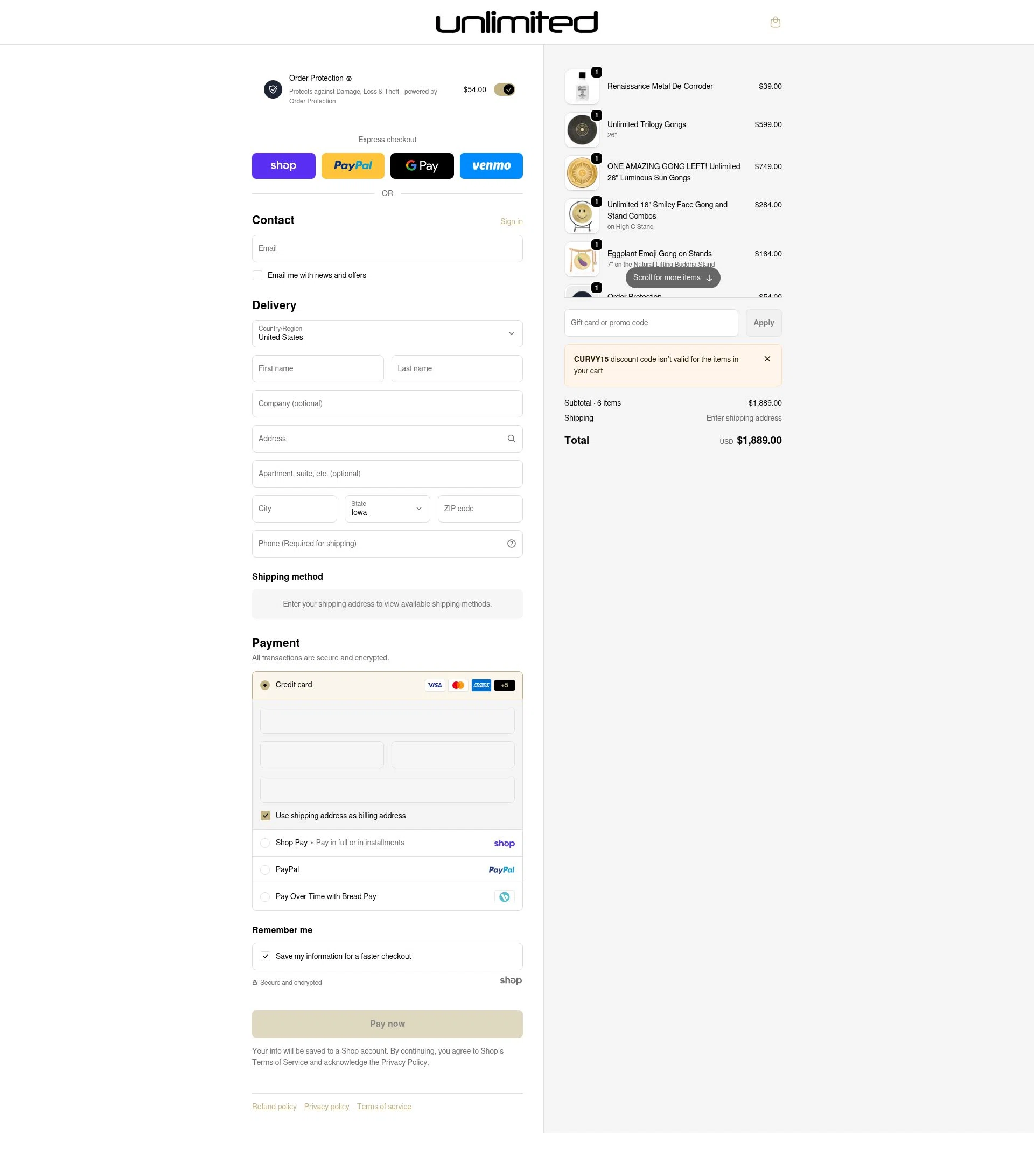 Gongs Unlimited checkout page showing Gongs Unlimited promo code box | Screenshot taken by SimplyCodes community member on Jan 26, 2026
