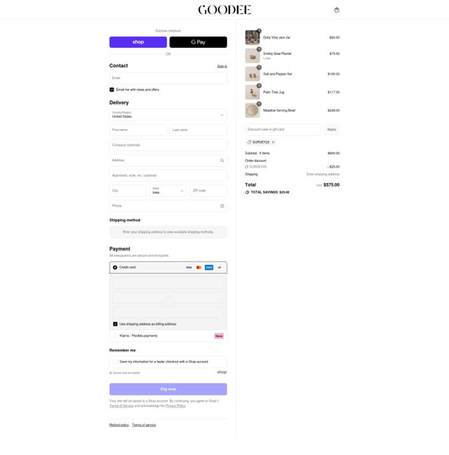 Goodee checkout page showing Goodee promo code box | Screenshot taken by SimplyCodes community member on Sep 16, 2025