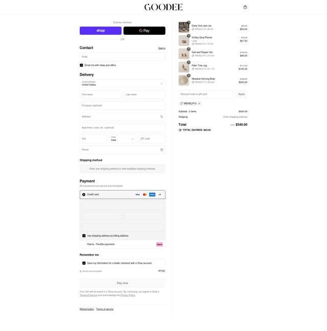 Goodee checkout page showing Goodee promo code box | Screenshot taken by SimplyCodes community member on Sep 16, 2025