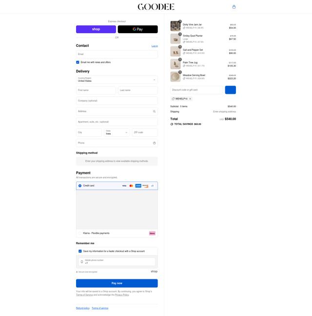 Goodee checkout page showing Goodee promo code box | Screenshot taken by SimplyCodes community member on Sep 7, 2025