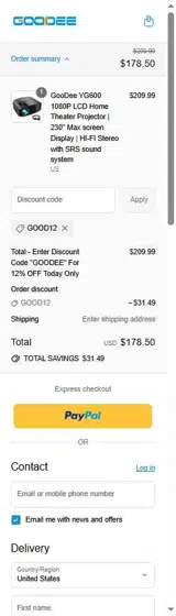 GOOD12 coupon verification screenshot